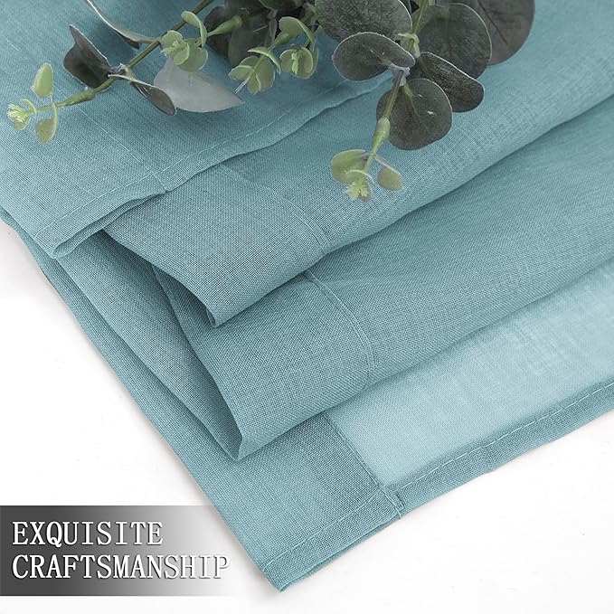 Tollpiz Sheer Tier Curtain Linen Textured Half Kitchen Curtains Sheer Light - Image 5