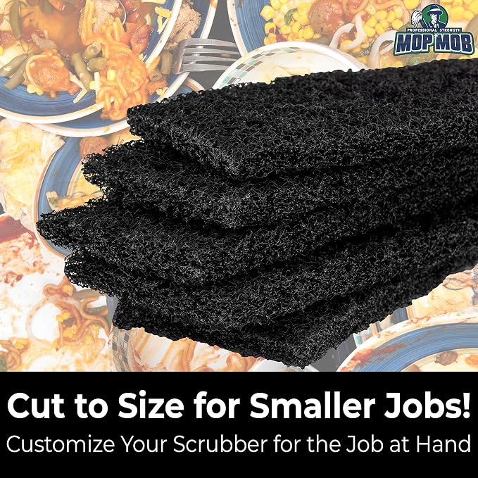 Heavy Duty XL Black Scouring Pad 2 Pack. 10 x 4.5in Large Multipurpose Nylon - Image 7