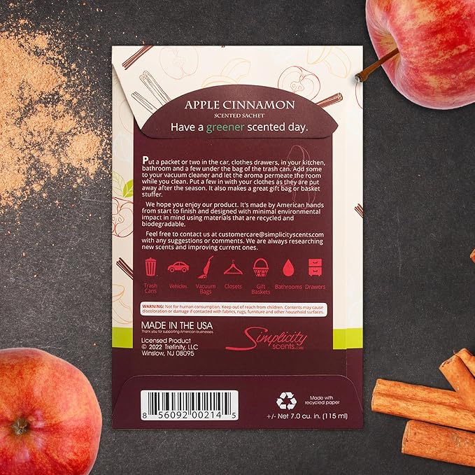 Simplicity Scents Apple Cinnamon Scented Sachets Pack of 6, Fall & Winter - Image 6