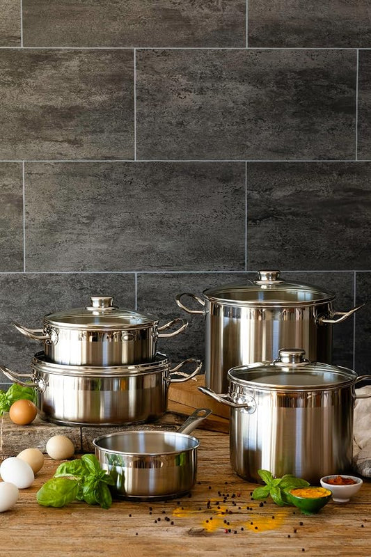 BRA COOKWARE Profesional 18/10 Stainless Steel Stock Pot w/Glass Lid | 9.5 Inch - Image 2
