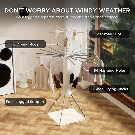Clothes Drying Rack, 4-Legged Portable Drying Rack Clothing - Image 2