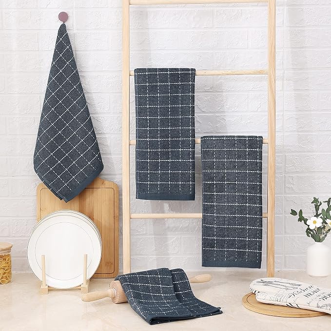 Homaxy 100% Cotton Terry Kitchen Towels, Checkered Designed, Soft and Super - Image 8