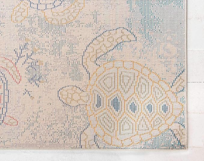 Unique Loom Positano Collection Coastal Modern Turtles Beige Area Rug (4' x 6')