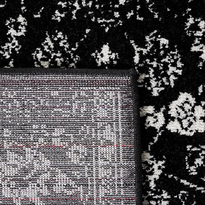 SAFAVIEH Area Rug 3x5 - Adirondack Collection - Black & Ivory, Distressed Vintage Floral Design, Non-Shedding & Easy to Clean, Ideal for Living Room, Bedroom, Dining Space (ADR109Z)