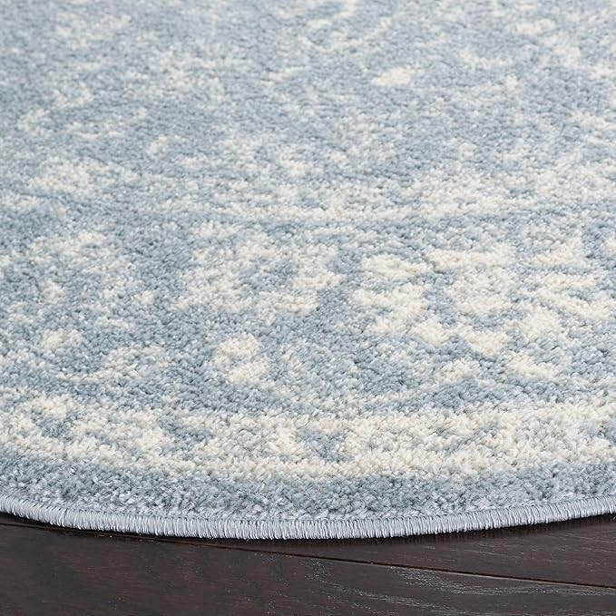 SAFAVIEH Adirondack Collection Area Rug - 6' Round, Slate & Ivory, Distressed Vintage Floral Design, Non-Shedding & Easy to Clean, Ideal for Living Room, Bedroom, Dining Space (ADR109T)