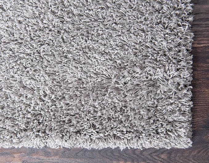 Unique Loom Solid Shag Collection Area Rug (2' 6" x 16' 5" Runner, Cloud Gray)