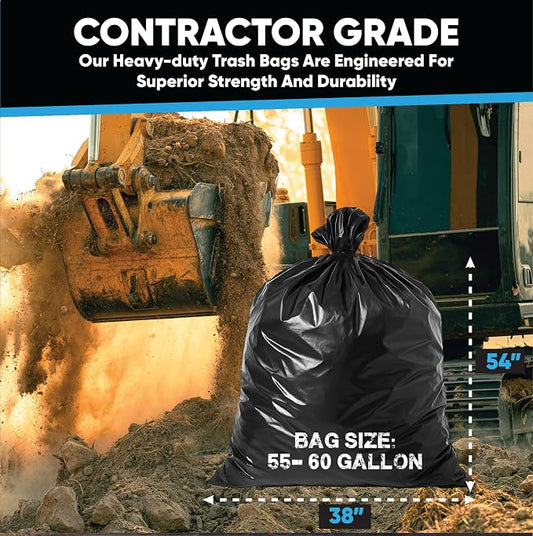 Contractor Garbage Bags 55 Gallon, Extra Large Trash Liners Construction - Image 2