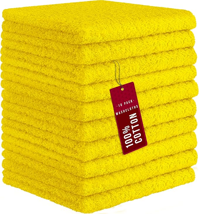 DecorRack 10 Pack 100% Cotton Wash Cloth, Luxurious Soft, 12 x 12 inch Ultra by DecorRack