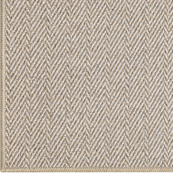 LUMI Ultra Thin Indoor Door Mat for Entrance 24"x36", Non Slip Entryway Mat, Low Profile Doormat, Unique Herringbone Design Carpet for Inside, Patio, Porch, Beige