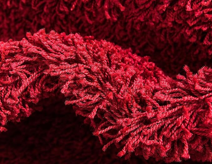 Unique Loom Solid Shag Collection Area Rug (2' 2" x 6' 7" Runner, Cherry Red)