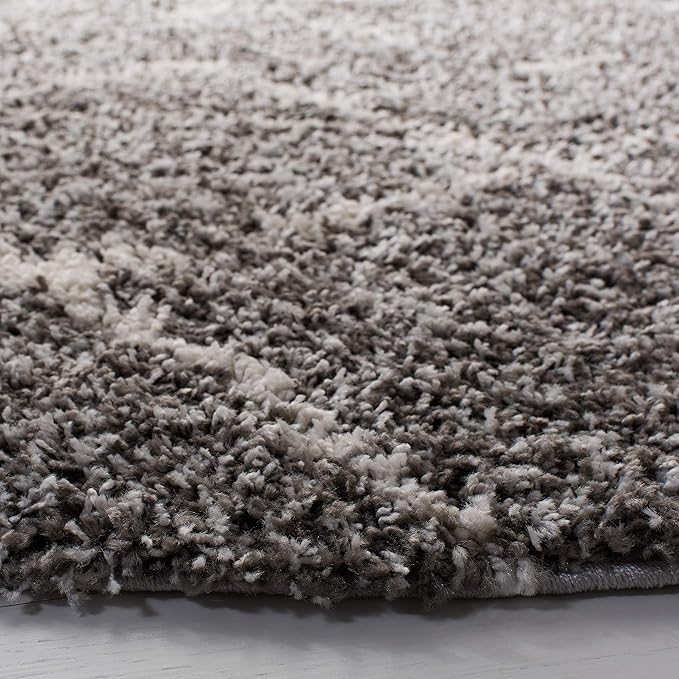 SAFAVIEH Arizona Shag Collection 6'7" Round Brown / Ivory ASG743B Moroccan Diamond Non-Shedding Living Room Bedroom Dining Room Entryway Plush 1.6-inch Thick Area Rug