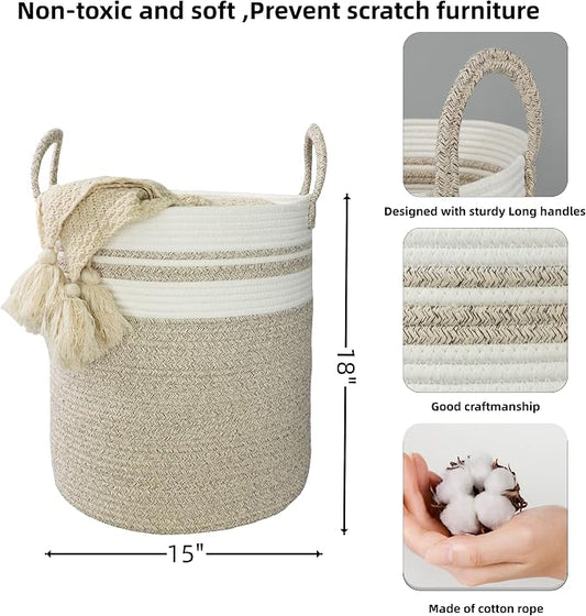 Cotton Rope Laundry Basket Hamper - Image 2