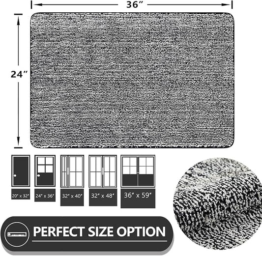 REFETONE Indoor Doormat, Front Door Mat 24"x36" Absorbent Rubber Backing Non - Image 2