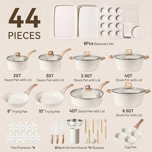 CAROTE 44pcs Pots and Pan Set Nonstick, Cookware Sets, Cooking Set Non Stick - Image 2
