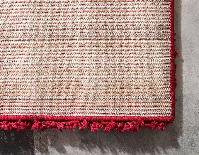 Unique Loom Solid Shag Collection Area Rug (4' 1" x 6' 1" Rectangle, Cherry Red)