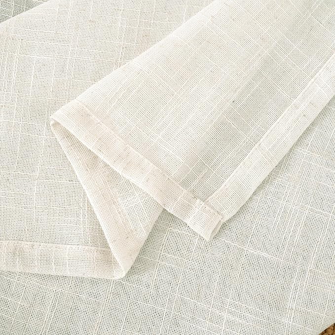 LAMIT 102 inch Semi Sheer Linen Curtains for Living Room, Back Tab and Rod Pocket Cream Curtains Light Filtering Country Rustic Neutral Drapes for Bedroom/Farmhouse, 2 Panels, 52 x 102 Inch