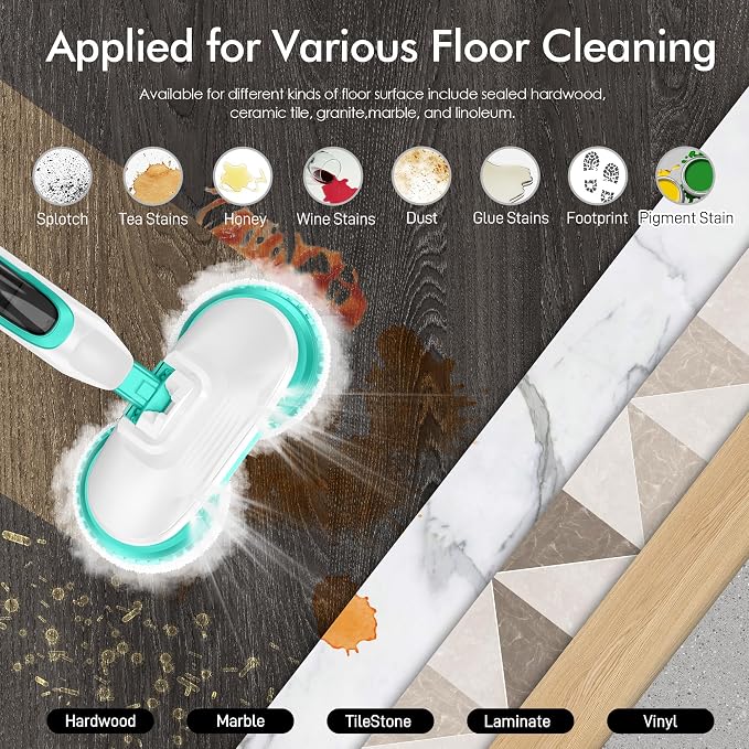 Scrubbing Steam Mop with Rotating Mop Pads, All-in-One Hard Floor Cleaner with - Image 9