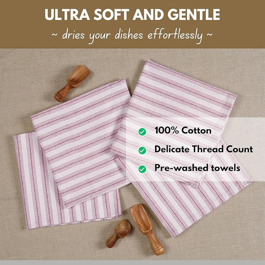 Native Fab Modern Stripe Kitchen Dish Towels, 100% Cotton, Super Absorbent - Image 2