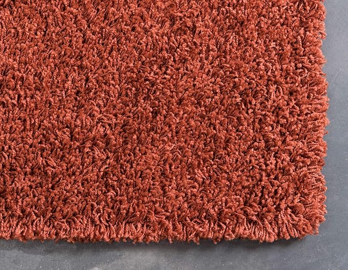 Unique Loom Solid Shag Collection Area Rug (2' 6" x 13' 1" Runner, Terracotta)