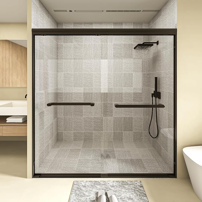 56-60x60 Inch Semi-Frameless Double Sliding Shower Door - Image 8