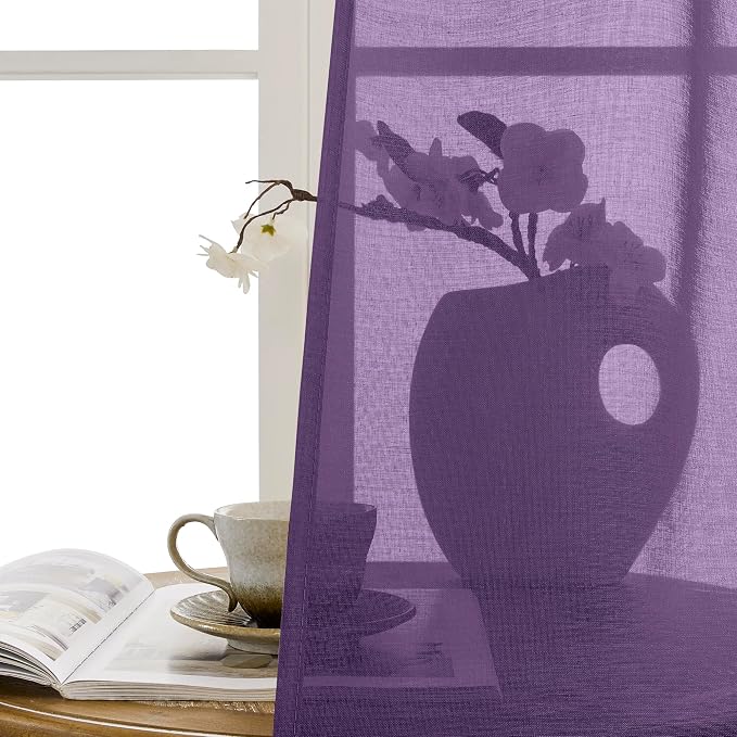 Tollpiz Sheer Curtains Closet Linen Textured Curtain Sheers Doorway Light - Image 9