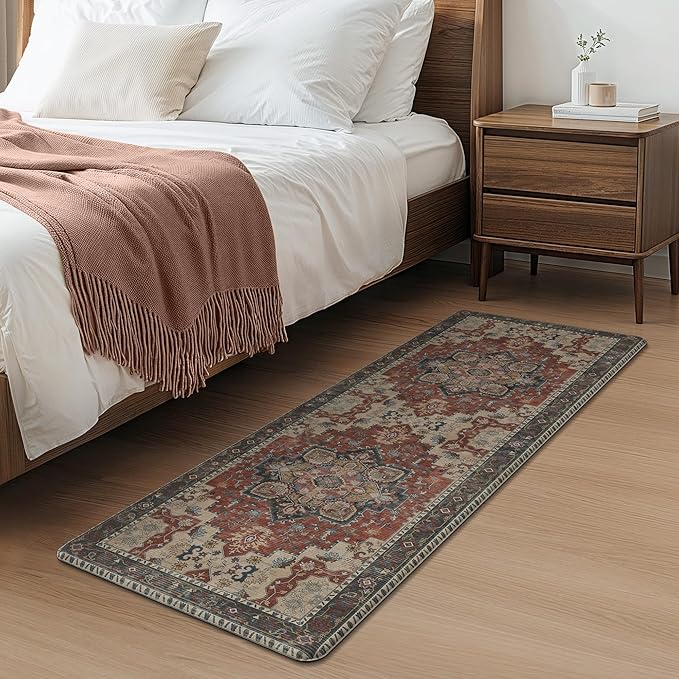 GENIMO Kitchen Mats for Floor 2PCs, Washable Anti Fatigue Mat for Cushioned, 17.3"x47"+17.3"x30", Waterproof Kitchen Rugs, Non Slip Comfort Standing Mat Rug for Home, Sink, Laundry, Bordeaux