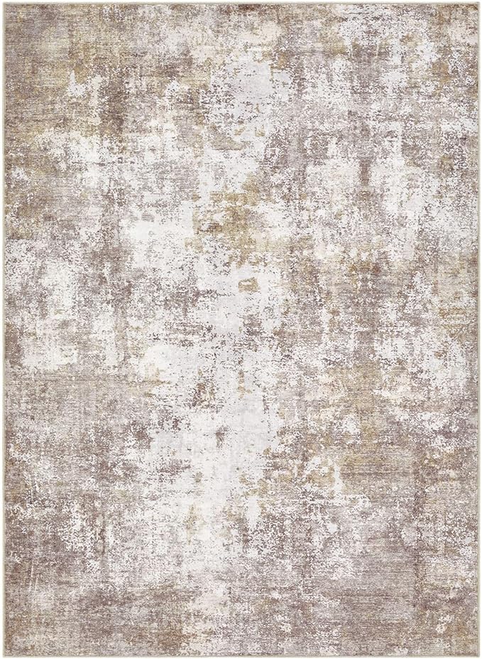 Washable 10X12 Area Rug: Modern Abstract Soft Non-Slip Indoor Rugs - Low Pile Stain Resistant Rug for Living Room Bedroom Dining Room Playroom Office(Golden Brown,10'x12')