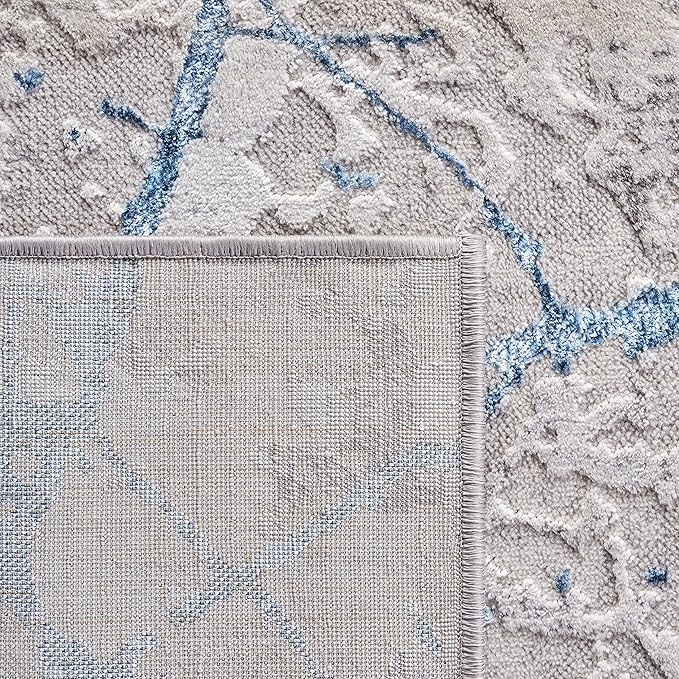 SAFAVIEH Amelia Collection Area Rug - 3' Square, Grey & Blue, Modern Abstract Design, Non-Shedding & Easy Care, Ideal for High Traffic Areas in Living Room, Bedroom (ALA293F)
