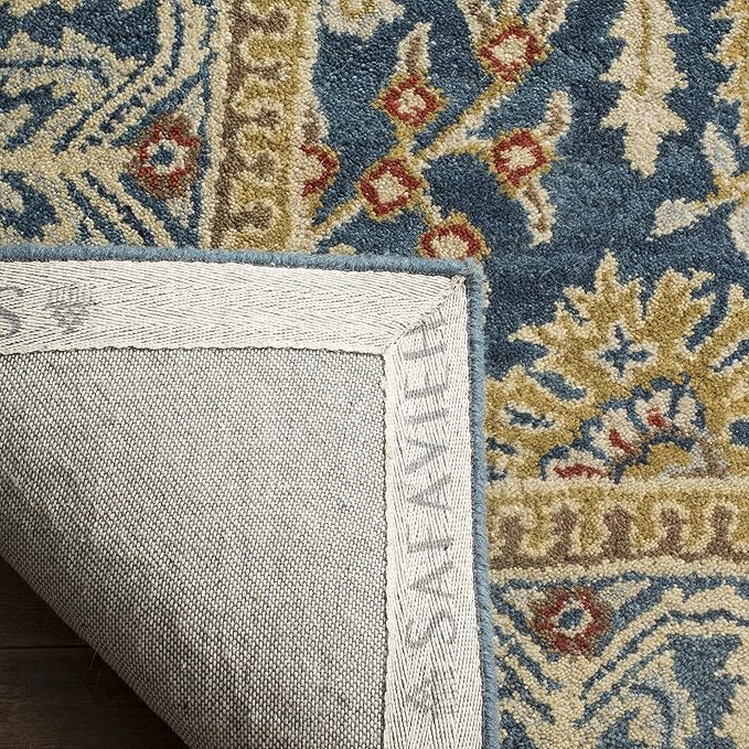 SAFAVIEH Antiquity Collection Area Rug - 8' x 10', Dark Blue & Multi, Handmade Traditional Oriental Wool, Ideal for High Traffic Areas in Living Room, Bedroom (AT64B)