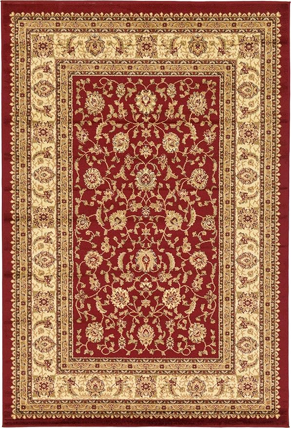 Unique Loom Voyage Collection Area Rug - St. Louis (6' 1" x 9' Rectangle Red/Gold)