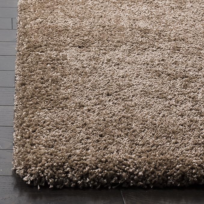 SAFAVIEH Milan Shag Collection Area Rug - 8' Square, Dark Beige, Solid Design, Plush 1.8-inch Thick, Non-Shedding, Ideal for High Traffic Areas in Living Room, Bedroom, Dining Room (SG180-1414-8SQ)
