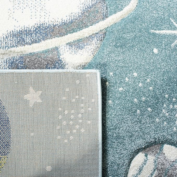 SAFAVIEH Carousel Kids Collection Runner Rug - 2'3" x 12', Teal & Ivory, Non-Shedding & Easy Care, Ideal for High Traffic Areas for Boys & Girls in Playroom, Nursery, Bedroom (CRK103J)