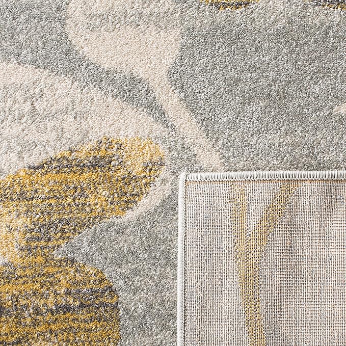 SAFAVIEH Evoke Collection Area Rug - 10' x 14', Grey & Gold, Floral Design, Non-Shedding & Easy Care, Ideal for High Traffic Areas in Living Room, Bedroom (EVK236P)