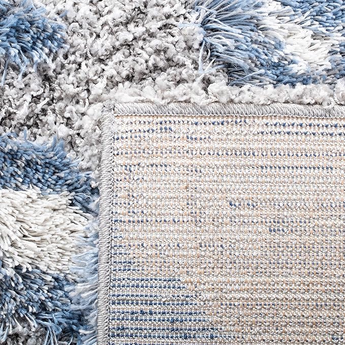 SAFAVIEH Horizon Shag Collection Area Rug - 9' x 12', Grey & Blue, Modern Abstract Design, Non-Shedding & Easy Care, 2-inch Thick Ideal for High Traffic Areas in Living Room, Bedroom (HZN890G)