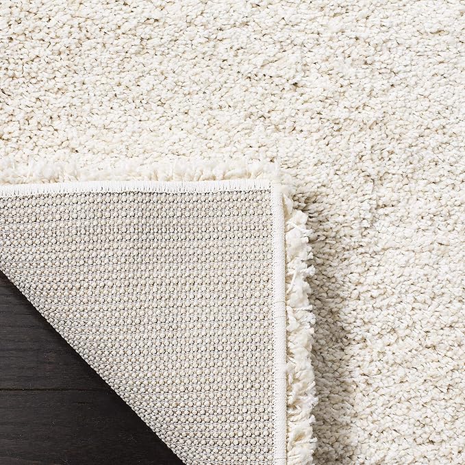 SAFAVIEH Milan Shag Collection Area Rug - 4' Square, Ivory, Solid Design, Non-Shedding & Easy Care, 2-inch Thick Ideal for High Traffic Areas in Living Room, Bedroom (SG180-1212)