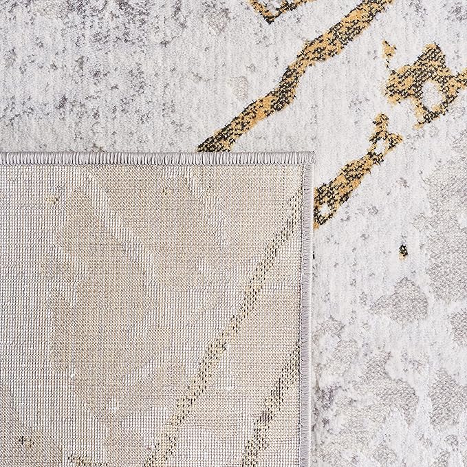 SAFAVIEH Amelia Collection Accent Rug - 4'5" x 6'5", Grey & Gold, Modern Abstract Design, Non-Shedding & Easy Care, Ideal for High Traffic Areas in Entryway, Living Room, Bedroom (ALA293G)