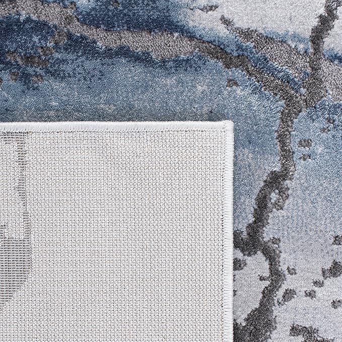SAFAVIEH Craft Collection Area Rug - 5'3" Round, Grey & Blue, Modern Abstract Design, Non-Shedding & Easy Care, Ideal for High Traffic Areas in Living Room, Bedroom (CFT877L)