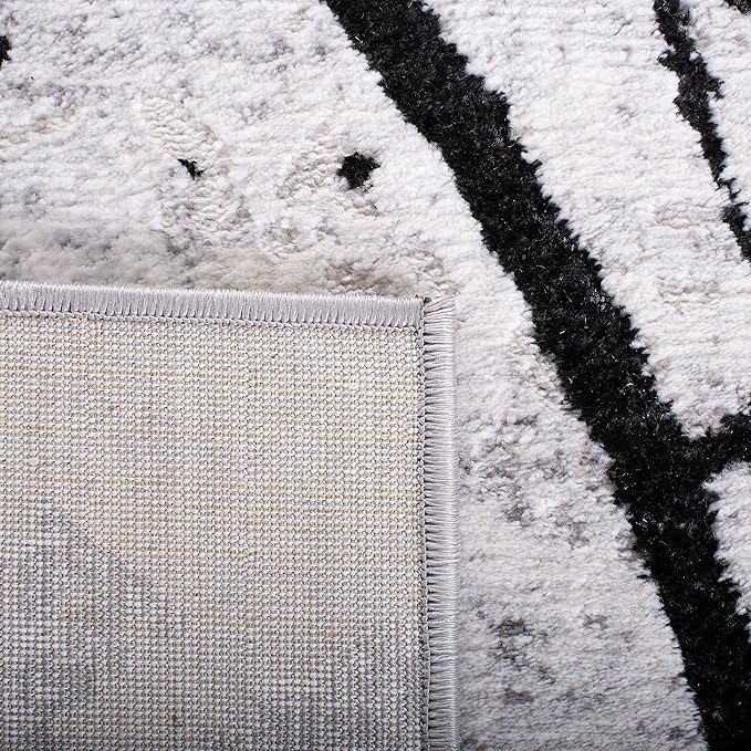 SAFAVIEH Amelia Collection Area Rug - 6'7" Square, Grey & Black, Modern Abstract Design, Non-Shedding & Easy Care, Ideal for High Traffic Areas in Living Room, Bedroom (ALA293K)