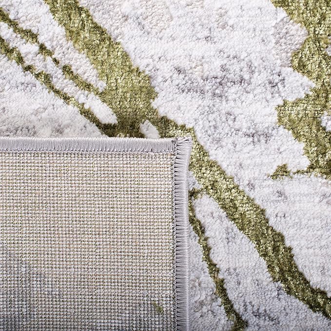 SAFAVIEH Amelia Collection Area Rug - 6'7" Square, Grey & Green, Modern Abstract Design, Non-Shedding & Easy Care, Ideal for High Traffic Areas in Living Room, Bedroom (ALA293J)