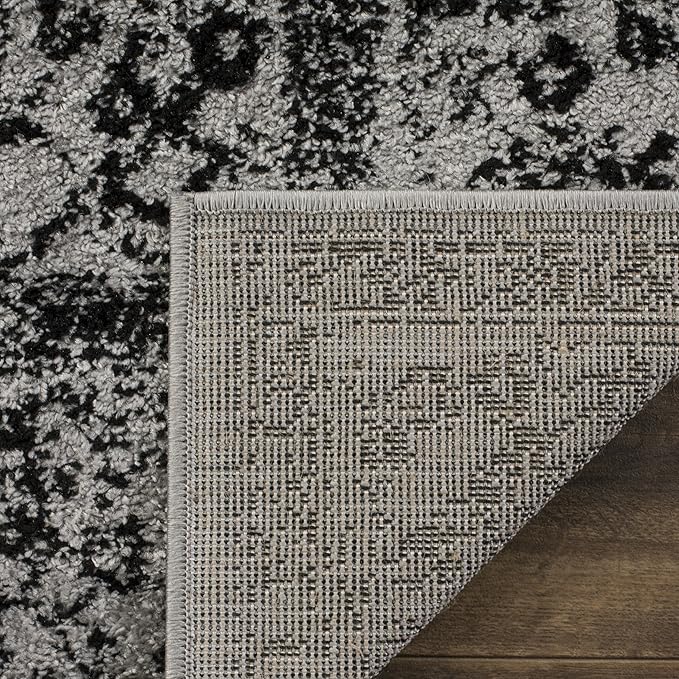 SAFAVIEH Adirondack Collection Area Rug - 6' Square, Grey & Black, Distressed Vintage Floral Design, Non-Shedding & Easy to Clean, Ideal for Living Room, Bedroom, Dining Space (ADR109B)
