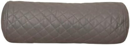 Neck Roll Pillow Cushion Cover, 24x5 Inch Full Moon Round Bolster Pillow Case, Cylinder Soft Lambskin Leather Pillowcase for Head, Spine & Neck Support During Sleep - Quilted Grey Pack of 1