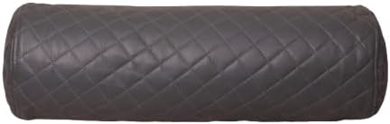 Neck Roll Pillow Cushion Cover, 22x6 Inch Full Moon Round Bolster Pillow Case, Cylinder Soft Lambskin Leather Pillowcase for Head, Spine & Neck Support During Sleep - Quilted Charcoal Grey Pack of 1