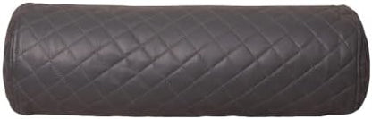 Neck Roll Pillow Cushion Cover, 22x6 Inch Full Moon Round Bolster Pillow Case, Cylinder Soft Lambskin Leather Pillowcase for Head, Spine & Neck Support During Sleep - Quilted Charcoal Grey Pack of 1