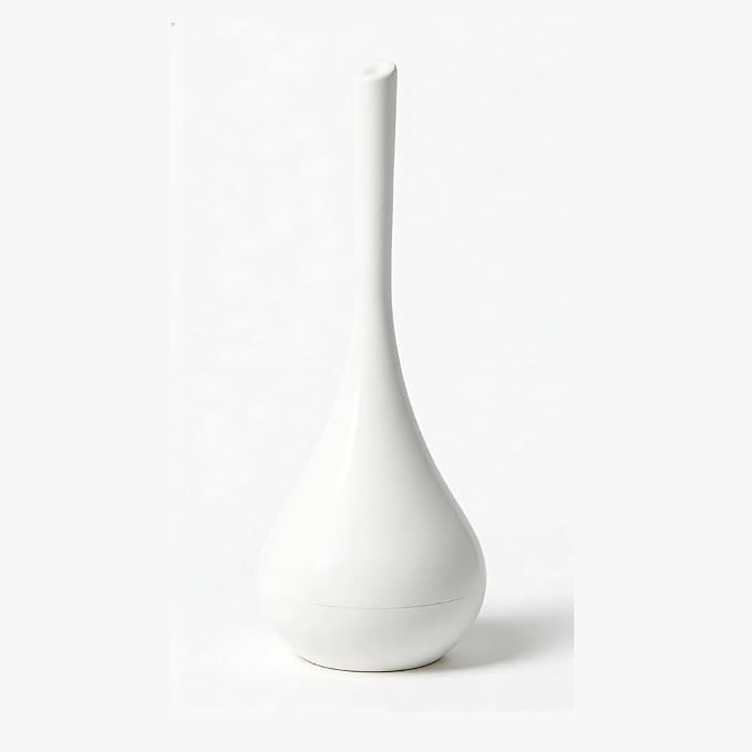 White Bathroom Decor Toilet Brush and Holder Set, Modern Toilet Bowl Brush by Unknown