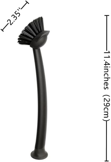 2 Pcs Scrub Brush with Handle 11'' Dish Scrubber Brush Kitchen Sink Brush Black - Image 2