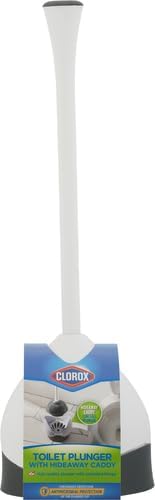Clorox Toilet Plunger with Hideaway Holder Caddy Heavy-Duty Compact Design with - Image 2