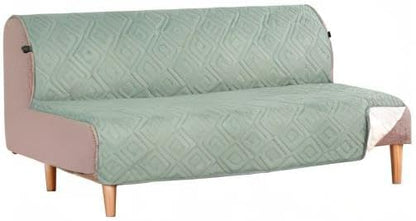 H.VERSAILTEX Futon Cover Reversible Sofa Slipcover Furniture Protector Water Resistant 2 Inch Wide Elastic Strap Futon Sofa Bed Pets Kids Dog Cat Fit Sitting Width Up to 70"(Futon, Desert Sage/Beige)