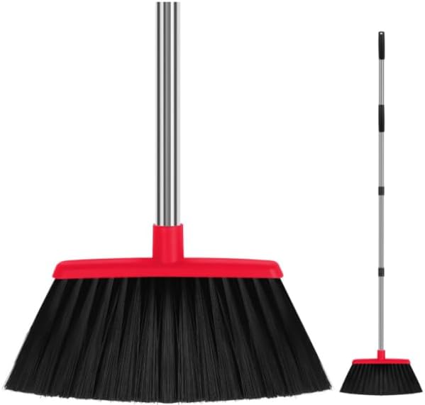 Heavy Duty Angle Broom, 55-Inch Long Handle Extra Wide 12.6 Inch Head, by UDUK