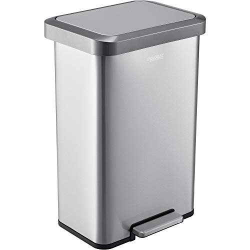 Global Industrial 12 Gallon Stainless Steel Trash Can, Rectangular Step-On - Image 6