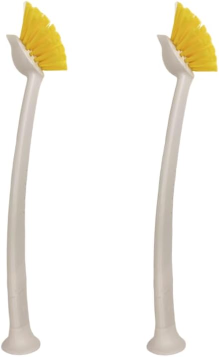 2 Pcs Scrub Brush with Handle 11'' Dish Scrubber Brush Kitchen Sink Brush Long by DODXIAOBEUL